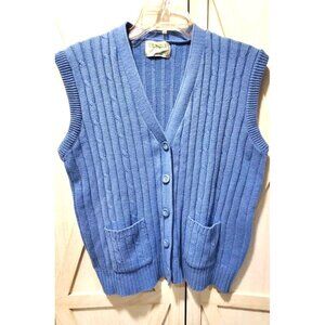 Vintage Tilbury Sweater Vest Blue Womens Large Button Up